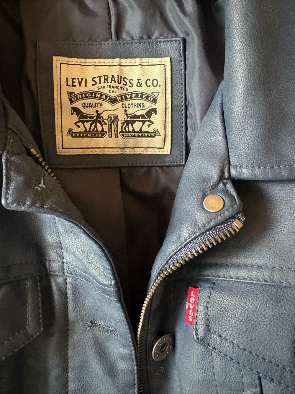 Levi's Womens Navy Faux Leather Jacket